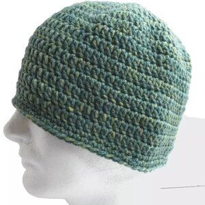 Beanie Army Green Skull Cap Hat Handmade Crochet Hand Knit Soft Warm Size OS